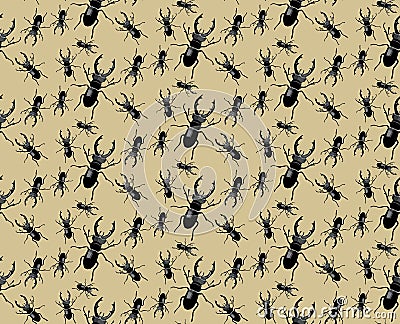 Black different sizes Bugs pattern Vector Illustration