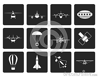 Black different types of Aircraft Illustrations and icons Vector Illustration