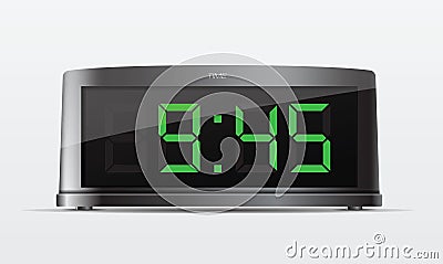 Black digital alarm clock. Vector Illustration Vector Illustration