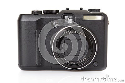 Black digital compact camera Stock Photo