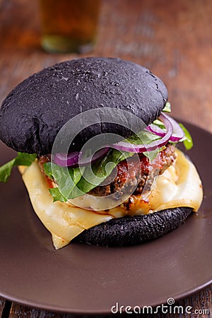 Black dirty burger Stock Photo