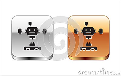 Black Disassembled robot icon isolated on white background. Artificial intelligence, machine learning, cloud computing Vector Illustration