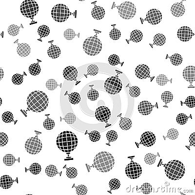 Black Disco ball icon isolated seamless pattern on white background. Vector Vector Illustration