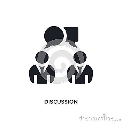 black discussion isolated vector icon. simple element illustration from startup concept vector icons. discussion editable logo Vector Illustration