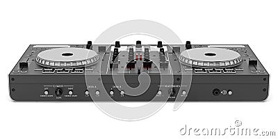 Black dj mixer controller on white Stock Photo