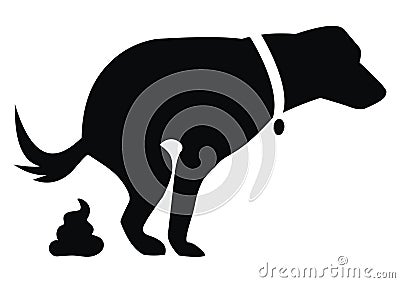 Black dog and excrement, eps. Vector Illustration