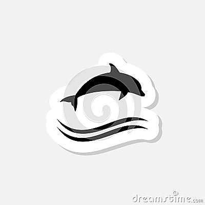 Black Dolphin glyph sticker icon Vector Illustration