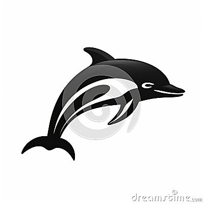 Black Dolphin Jumping Logo In Wadim Kashin Style Stock Photo