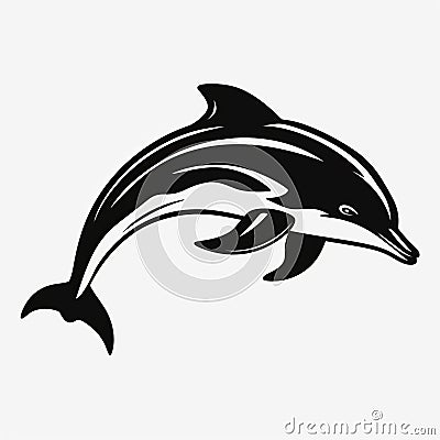 Black Dolphin Outline Svg Cutout Shape - Clean And Simple Stencil Design Stock Photo