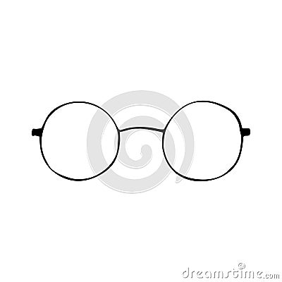Black doodle glasses icon. Eyeglasses and sunglasses illustration Vector Illustration