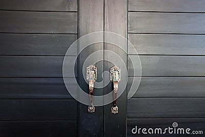 The black door in the house Stock Photo