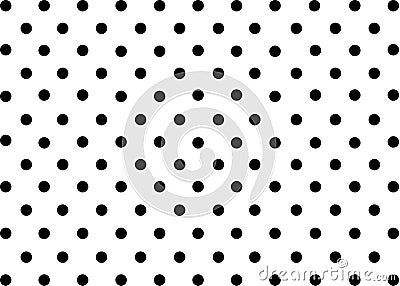 Black dot polka design with white background Cartoon Illustration