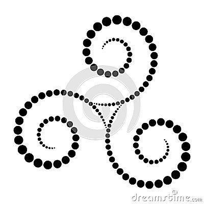 Black dotted celtic triskelion spiral Vector Illustration