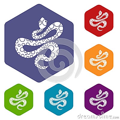 Black dotted snake icons set hexagon Vector Illustration