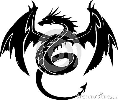 Black Dragon Front Vector Illustration