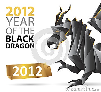 Black dragon origami Vector Illustration