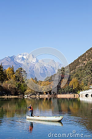 Black Dragon Pool Jade Dragon Snow Mountain in Lijiang, Yunnan, Editorial Stock Photo