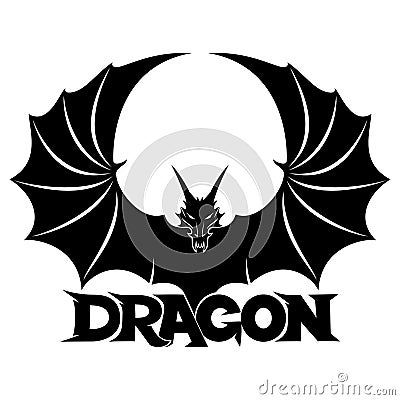 Black dragon sign. Vector Illustration