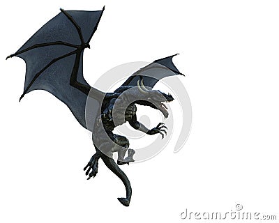 Black dragon in a white background Stock Photo