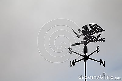 Black dragon wind vane against the sky. Weather vane. Compass points Stock Photo
