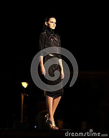 Black dressed fashion model Editorial Stock Photo