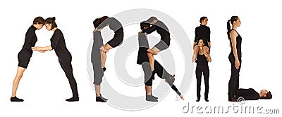 Black dressed people forming word APRIL Stock Photo