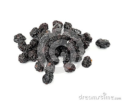 Black Dried French Plums with seeds. Stock Photo