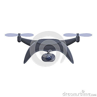 Black drone icon, cartoon style Vector Illustration