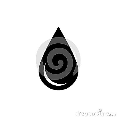 Black drop icon. Oil or water symbol. Simple flat vector illustration with shadow isolated on white background Vector Illustration