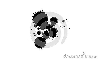 black drop splatter splash painting brush in grunge graphic style on white background Vector Illustration