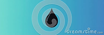 Black drop icon against a light blue gradient background showcasing simplicity and elegance in design. Generative AI Stock Photo