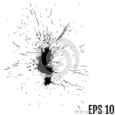 Black drops of paint and stains, ink blots. Vector ink texture. Vector Illustration