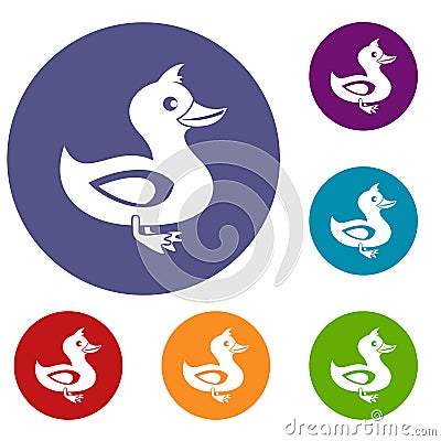 Black duck icons set Vector Illustration