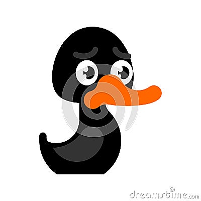 Black duck isolated. Cartoon bird vector illustration Vector Illustration