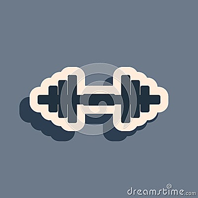 Black Dumbbell icon isolated on grey background. Muscle lifting icon, fitness barbell, gym icon, sports equipment symbol Vector Illustration