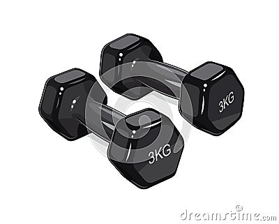 Black dumbbells for fitness. Sports inventory. Vector Illustration