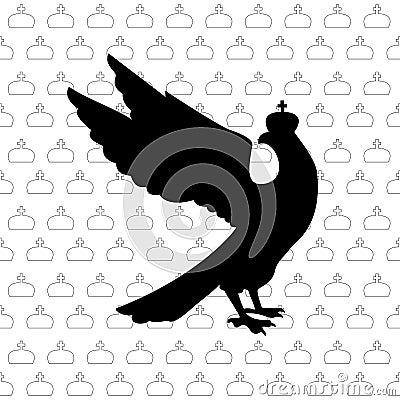 Black eagle shape in crown. bector illustration Vector Illustration