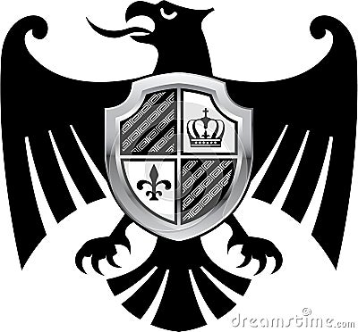 Black Eagle with Silver Shield Royal Vector Vector Illustration