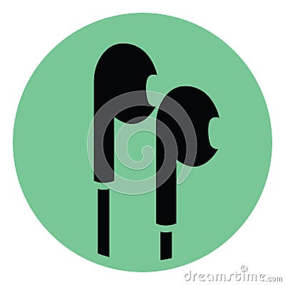 Black earphones, icon Vector Illustration
