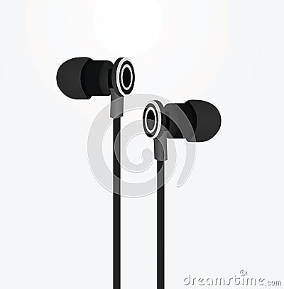 Black earphones Vector Illustration