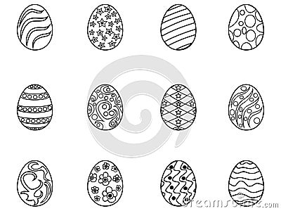 Black easter egg outline Vector Illustration
