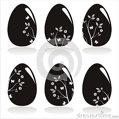 Black easter eggs icons Vector Illustration