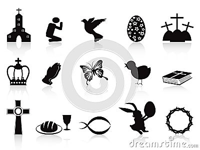 Black easter icons set Vector Illustration