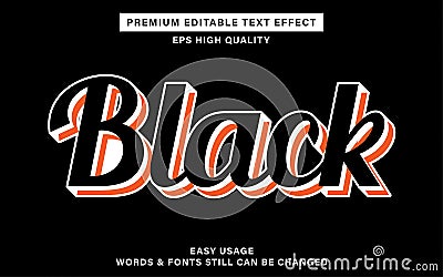 Black editable text effect Vector Illustration