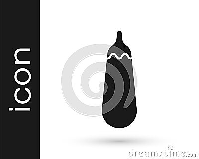 Black Eggplant icon isolated on white background. Vector Vector Illustration