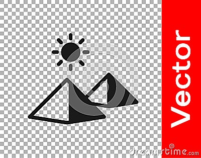 Black Egypt pyramids icon isolated on transparent background. Symbol of ancient Egypt. Vector Vector Illustration