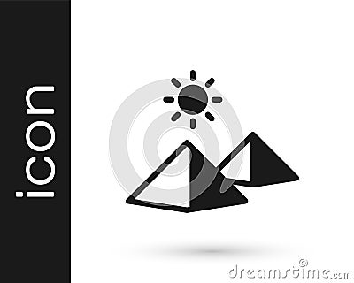 Black Egypt pyramids icon isolated on white background. Symbol of ancient Egypt. Vector Vector Illustration