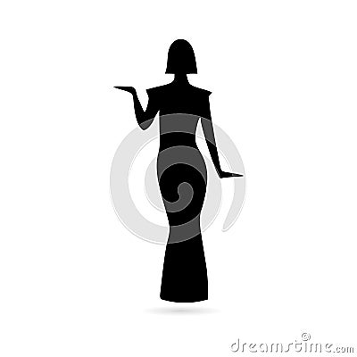 Black Egyptian silhouette icon or logo, Queen Nefertiti, Cleopatra silhouette Vector Illustration