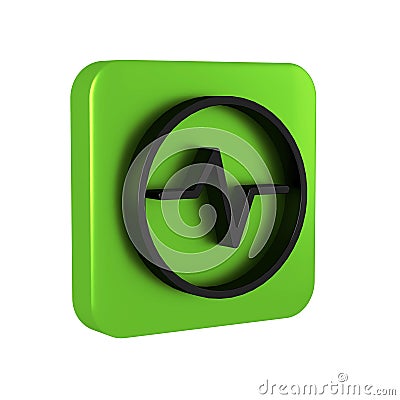 Black Electric circuit scheme icon isolated on transparent background. Circuit board. Green square button. Stock Photo