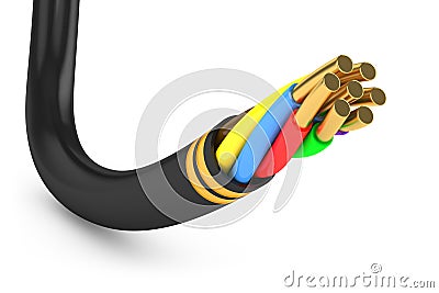 Black electrical cable Stock Photo